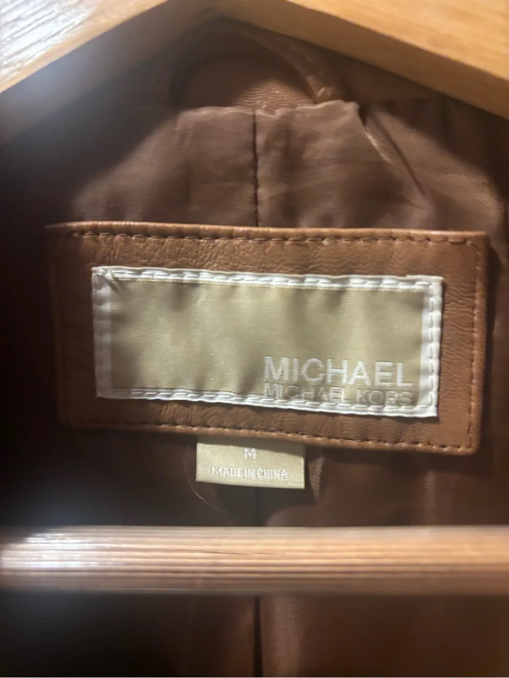 Women’s Michael Kors Tan Leather Bomber Jacket